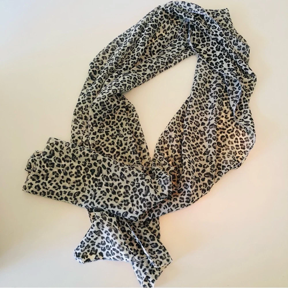 2 Silky Scarf Bundle, Animal Leopard Print & Abstract, Rectangle, 2 for 1 Trendy
